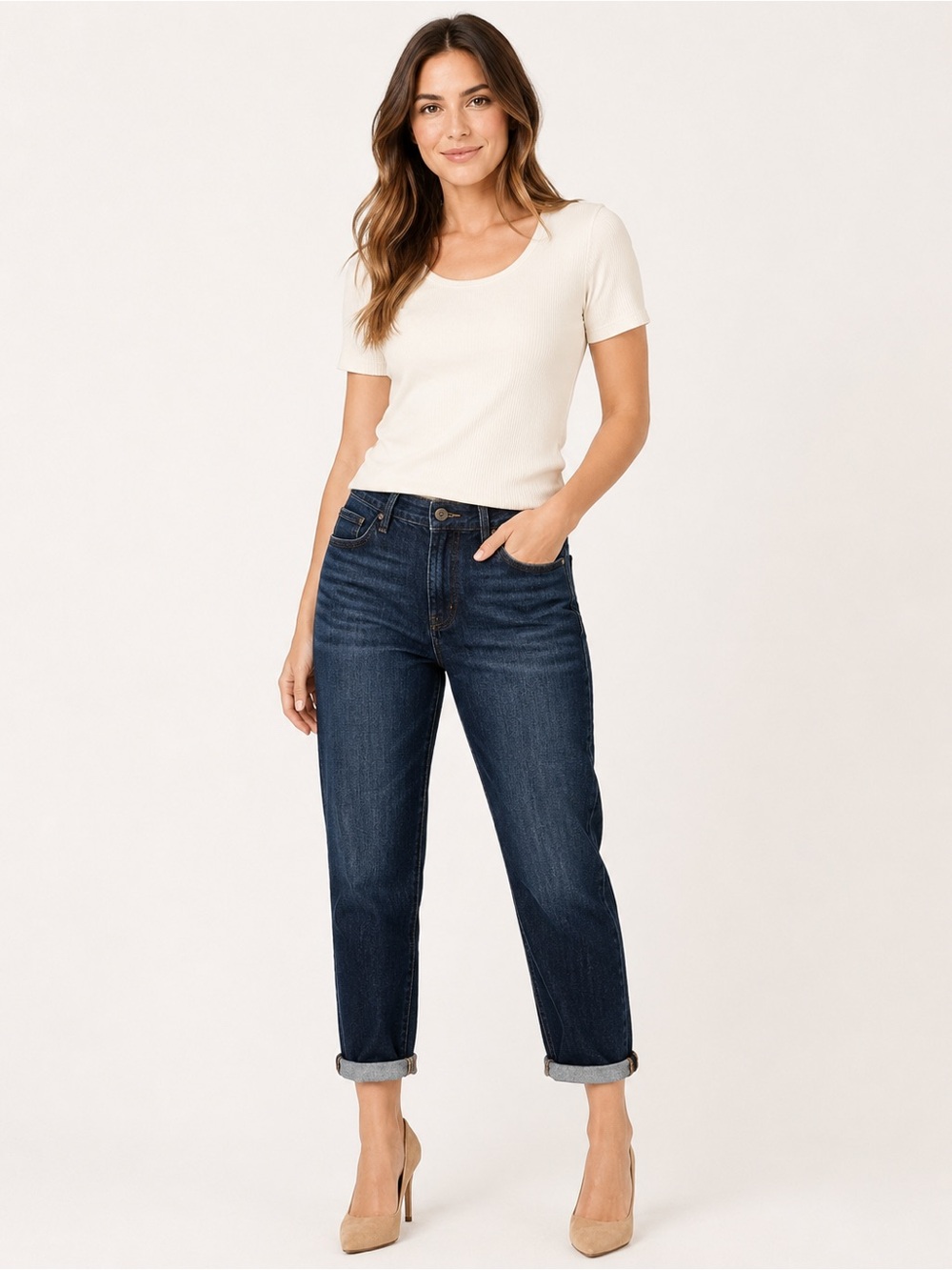 KUT From the Kloth Catherine Boyfriend Jeans Size 12 Dark Wash Stretch Denim